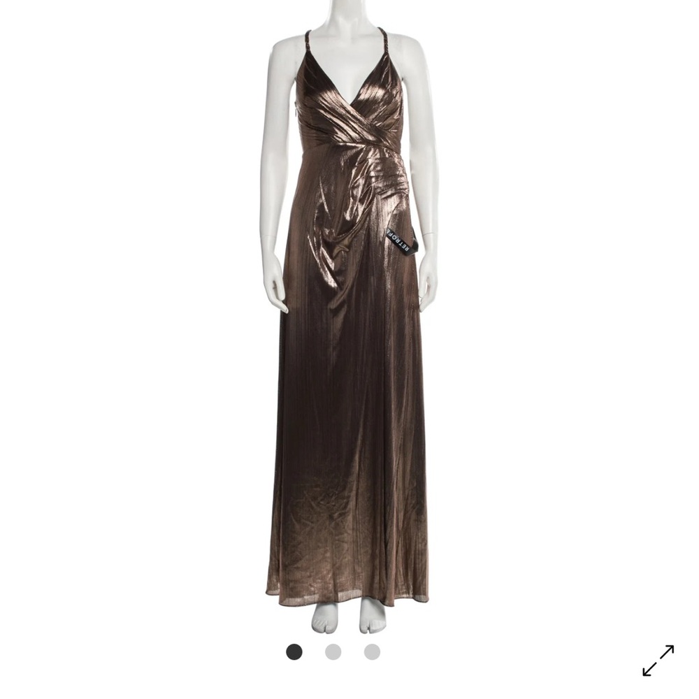 Retrofete Brown Spaghetti Strap Maxi Gown